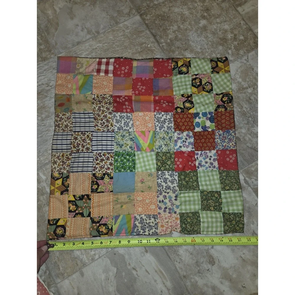 Vintage Handmade Patchwork Quilt &‎ Pillow (Doll Size)